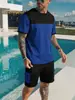 Amazon Transfronterizo para Hombre Ropa Deportiva Casual Bloques de Color Pantalones Cortos de Trabajo Traje de Manga Corta Conjunto de Dos Piezas Camiseta Deportiva de Verano