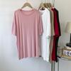 Camiseta de Modal com Caimento Feminina Verão Macia Drapada Modal Fresca e Não Sensível Comprimento Médio Cor Lisa Saia Camiseta Top