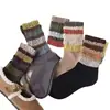 Calcetines Sueltos de Otoño e Invierno para Mujer, No Aprietan, Calcetines Caídos, Estilo Perezoso de Moda, Calcetines Largos Rayados Arcoíris Retro Ins Coreanos