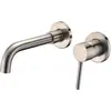 Grifo para Lavabo de Latón con Caño Giratorio Oculto Montado en Pared, Grifo para Lavabo de Agua Fría y Caliente Empotrado, Níquel Cepillado