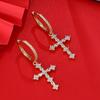 Pendientes de Moda para Mujer con Hebilla de Oreja de Cruz de Palma de Circonita Incrustada de Micro Cruz Transfronterizos Explosivos Exquisitos de Lujo Ligero de Diseño de Nicho Atmosférico