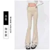Pantalones de tiburón ligeramente acampanados para mujer, adecuados para usar al aire libre, no incómodos, estilo fino de otoño, de cintura alta, control de abdomen, realce de glúteos, adelgazantes, pantalones de yoga de longitud extendida, pantalones ajustados