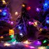 Luces de cadena LED de copo de nieve transfronterizas Navidad habitación patio iluminación exterior USB control remoto decoración navideña luces de Navidad