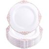Plato de Relieve Azul Transparente Bronceado Plato Desechable para Cena Borde Plateado PS Plástico Duro Vajilla Oro Rosa Juego de Platos para Cena
