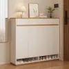 Zapatero para puerta de entrada para uso doméstico, nuevo modelo 2026, mueble de almacenamiento de madera maciza de alta gama, mueble de entrada integrado montado en la pared