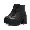 Zapatos para Mujer 2025 Primavera Nuevas Botas Cortas Tacón Grueso Suela Gruesa Aumentadas Caña Baja Correa Negra Tacón Grueso Botas Estilo Británico