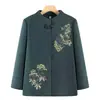 Nueva chaqueta exterior bordada estilo chino para mujeres de mediana edad y mayores, colección primavera-otoño, con cuello alto, botones decorativos, corte holgado y disponible en tallas grandes, adecuada para abuelas