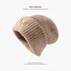 Sombrero de Lana Cálido de Otoño e Invierno Tejido a Mano con Corte en la Puntera Estilo Étnico para Mujer con Borla Protección para las Orejas Gorro de Punto Pulóver