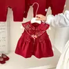 Vestido Chinês Vermelho para Bebê Menina, Traje Tang, Cheongsam, Vestido de Princesa, Roupa Festiva de Um Ano, Vestido de Um Ano, Vestido de Primeiro Aniversário