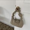 Bolsa de Lona para Mujer Estilo Coreano de Un Hombro Plisada con Cordón Bolsa de Lona Pequeña Fresca Literaria Color Puro Bandolera Cruzada Casual Bolso de Mujer