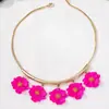 Collar Choker Exagerado de Plumeria Pintado a Spray Tridimensional de Moda Transfronteriza para Mujer, Accesorio Diario