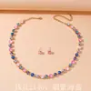 Collares y pendientes coloridos de pedrería exagerados, sencillos y elegantes de Europa y América, cadenas de clavícula de moda, collares completos de pedrería, suministro transfronterizo