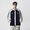 Jaqueta Esportiva Três Listras Estilo Americano Masculina e Feminina Inverno Tendência Marca Costura Cor Contrastante Jaqueta de Casal Cardigan Retrô Conjunto de Baseball