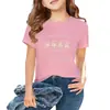 Comercio Exterior al por Mayor Transfronterizo Ropa Popular de Verano Camisetas para Niñas Mayores, Camisetas de Algodón Puro de Moda para Niñas de Manga Corta con Cuello Redondo
