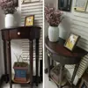 Mesa Consola Semicircular Contra la Pared, Gabinete Consola Decorativo para Pasillo Estilo Europeo de Madera Maciza, Mesa Consola Estilo Francés Minimalista Moderno Americano