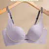 Alças de Ombro com Estampa de Letras, Costas Bonitas, Sutiã Sem Fio para Mulheres, Seio Pequeno, Suporte Lateral, Suporte Macio com Tira de Gel, Sutiã Sem Costura