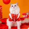 Roupa de Gato Ano Novo Bolsa de Ombro Cabeça de Tigre Estampada a Ouro Casaco Festivo de Algodão para Gatinhos Gatos Devon Rex Roupa Tang de Animal de Estimação