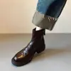 Botines Casuales de Suela Blanda para Mujer, Botines Chelsea de Piel Genuina con Tacón Grueso y Punta Redonda, Botas Versátiles para Ropa de Trabajo, Nuevo Estilo Invierno 2025