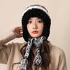 Gorro de lana de punto con cordones coloridos para mujer, otoño e invierno, nuevo gorro cálido a rayas de color a juego con protección para las orejas para cara pequeña