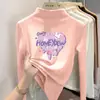Y2316# niñas terciopelo medio cuello alto otoño e invierno casual Joker nuevo niños forro polar camiseta interior niños grandes invierno