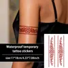 Banda Popular de Henna para el Brazo de Temu Tatuaje Temporal Rojo Pegatina Impermeable Larga Duración Brazo Dorso de la Mano Encaje Simulación Prueba de Sudor Pintura