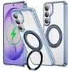 Soporte magnético transparente con rotación de 360 grados, a prueba de caídas y resistente al amarilleo, adecuado para fundas de teléfono Samsung S24/S25/S26