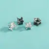 Caja de Cuentas Espaciadoras de Flor de Doble Cara de Plata de Ley S925 Cuentas para Cubo Pulsera de Cuerda Hecha a Mano DIY Pulsera de Cristal Bandeja de Flor de Doble Cara con Cuentas