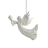 Colgante Blanco de Forma Irregular con Brillantina y Polvo Dorado Adorno de Alas de Ángel, Decoración Individual para Árbol de Navidad