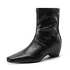 Botines cortos para mujer, Chelsea con plataforma interior, estilo más vendido otoño/invierno 2026, gamuza, tacón grueso, botines, con una impresionante punta cuadrada