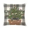 Amazon Transfronterizo Temu Nuevo Cojín de Almohada Navideño Decoración para el Hogar Felpa Corta Lino Funda de Almohada Estampada