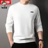 Nueva playera de manga larga y cuello redondo para hombre 2024 Primavera y Otoño Suéter de papá para llevar debajo o encima Camiseta básica Top para mediana edad