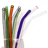 Venta al por mayor de fábrica Pajita de vidrio de borosilicato alto 8*200 tubo recto simple codo color transparente resistente al calor pajita para té de leche