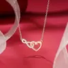 Amazon Cross-Border Novo Pingente em Forma de Coração Colar Coração a Coração Elegante Ouro Rosa Colar em Forma de Coração Oito