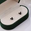 Pendientes de plata S925 con forma de aguja, elegantes, sencillos y oscuros, de estilo Hong Kong, compactos, con conector punk, para chica.