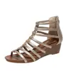 Sandalias de cuña cruzadas de comercio exterior para mujer, nuevas, de una tira, casuales, de moda, bohemias, para vacaciones junto al mar, sandalias romanas