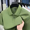 Camisa polo masculina de verão 100% algodão mercerizado, manga curta, nova, lisa, com lapela, top moderno de meia-manga para negócios