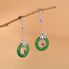 Pendientes Colgantes de Plata de Ley S925 Golden Deer King Elegantes de Moda Fénix Gancho para la Oreja Hoja de Bambú Ágata Hebilla Temperamento Lujo Ligero para Mujer