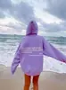 Sudadera de Felpa para Mujer de Comercio Exterior Europeo y Americano 2023 con Estampado de Letras Lisas, Bolsillo Canguro, Cordón y Sudadera con Capucha Estampada
