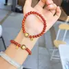 Nuevo Pulsera de Ágata Rojo Natural Estilo Chino del Sur para Mujeres con Citrino para Transferir Riqueza y Pulsera de Madera de Agarwood para el Año de Nacimiento