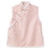Novo Colete Espessado Estilo Chinês Outono e Inverno Feminino Fivela Jacquard com Borda de Pelo Colete Acolchoado Nx016