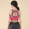 Correas anchas desmontables, sujetador deportivo de yoga a prueba de impactos y transpirable con cremallera frontal, adecuado para correr y fitness, con efecto de fruncido y sin varillas