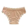 7A Antibacteriano Estilo Desejo Puro Renda Sexy Acabamento Feminino Fluido Cetim Tentador Toque Nude Respirável Calcinha Feminina