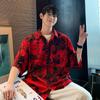 2026 Verano Estilo Hong Kong Harajuku Ins Camisa Floral para Hombre Holgada Vacaciones en la Playa Camiseta Floral de Manga Corta Chaqueta Retro Moderna