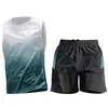 Traje deportivo para hombre, ropa de secado rápido, chaleco y shorts de seda helada, ropa para correr, entrenamiento de verano, fitness, venta al por mayor de fábrica transfronteriza