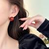 Pendientes de lujo de alta calidad color rojo año de nacimiento 2024 para mujer, pendientes retro estilo Hong Kong para otoño e invierno, pendientes elegantes
