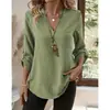 Camisas de Nuevo Estilo para Mujer, Comercio Exterior Transfronterizo Europeo y Americano, Primavera y Verano 2026, Casual Holgadas de Talla Grande, Cuello en V, Color Sólido