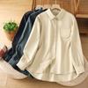 Foto Real de Camisa Chaqueta de Moda de Alto Nivel con Temperamento para Mujer, Nueva de Otoño, Manga Larga, Holgada, Talla Grande, Estilo Retro Original