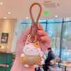 Chaveiro Pingente Gato da Sorte Cartoon Couro Ano Novo Pingente para Bolsa Couro Luxo Leve Chaveiro de Carro para Meninos e Meninas