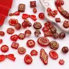 Acrílico Festivo Transparente Vermelho Dourado Retrô Contas Pulseira Colar Feito à Mão diy Acessórios de Joalheria Contas Soltas