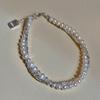 Brazalete Nicho Exquisito de Doble Capa Luz Francesa de Lujo Industria Pesada Doble Capa Envuelto Perla Plata Triturada Brazalete de Cuentas Brazalete